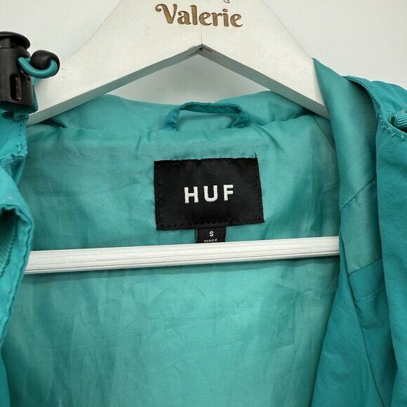 Huf Teal Blue Windbreaker Nylon Mens Jacket Size Small - Picture 6 of 10